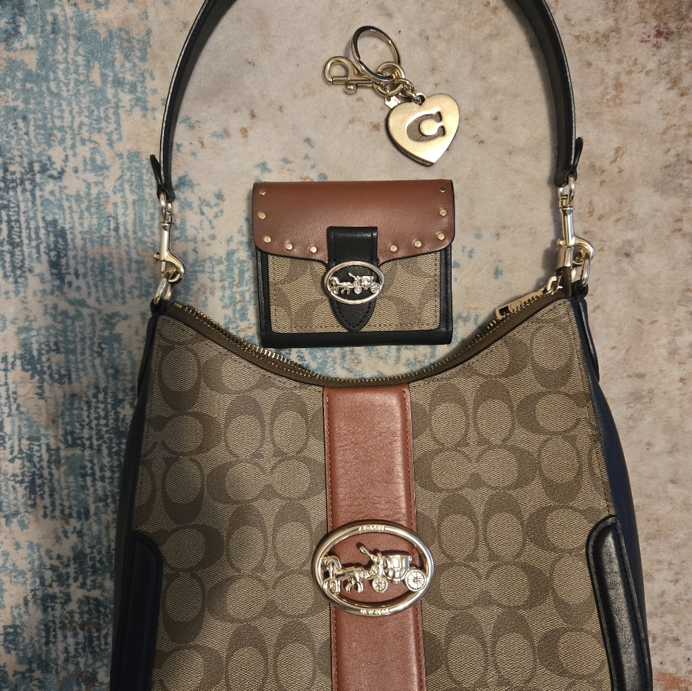 Coach purse, wallet, and keychain